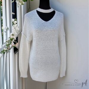 Women's Cream V-Neck Sweater
